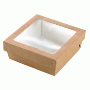 Boîte carton avec couvercle à fenêtre - 700ml - 14x14x5cm - par 25