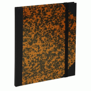 Cahier Marbré 17x22 192p./96 feuilles 90 g/m² brochées, élastique de fermeture, coloris orange, ligné - 3370440272044