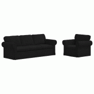 Canapé 2 pcs Noir 215 x 82 x 80 cm tissu Modèle Apex Panorama Vent - Matériau naturel 8721364374638