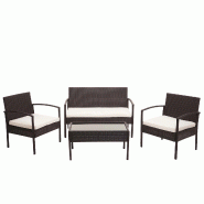 Décoshop26 - Ensemble pour extérieur balcon/jardin/salon en polyrotin marron, coussin crème 04_0003246 - marron 3000411632699 Décoshop26 - Ensemble pour extérieur balcon/jardin/salon en polyrotin marron, coussin crème 04_0003246 - marron 3000411632699
