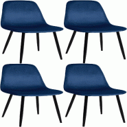 Décoshop26 - Lot de 4 chaises de salle à manger design moderne en tissu velours bleu pieds en métal noir 10_0001825 - bleu métal 3000250693844