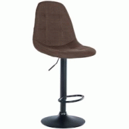 Décoshop26 - Tabouret de bar x1 avec repose-pieds hauteur réglable pivotant assise en tissu marron cadre métallique noir 10_0004837 - marron 300025 Décoshop26 - Tabouret de bar x1 avec repose-pieds hauteur réglable pivotant assise en tissu marron cadre métallique noir 10_0004837 - marron 300025