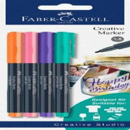 FABER-CASTELL Blister de 4 marqueurs peinture Creative Marker, pointe de 1,5 mm, encres coul. Assorties - 160704