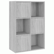 Helloshop26 - Armoire de rangement classique épurée 60 x 29 x 90 cm avec 3 compartiments déco salon en bois d'ingénierie gris 02_0048169 - gris Bo