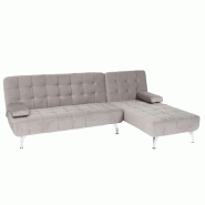 Mendler Canapé-lit HWC-K22, Canapé d'angle Canapé, Couchage à gauche/à droite Fonction sommeil 236cm ~ Velours gris - gris textile 89567+89734