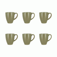 Novastyl - Lot de 6 mugs turbolino en grès vert 37cl - 3256391061367