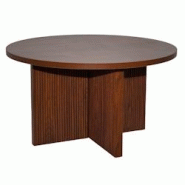 Oviala Business Table basse ronde 80 cm scandinave effet bois foncé - marron Bois massif 113753