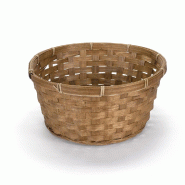Panier rond en bambou marron - Diam. 25xH. 12cm - Grande contenance, empilable pour stockage