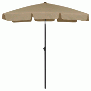 Parasol de plage taupe 180x120 cm Modèle Ombre Levant Prime - 314722