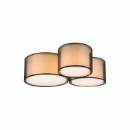 Plafonnier 3xE27, max. 40W, abat-jour organza fumé et tissu blanc - Noir mat - Trio - Burton - noir 4017807544565