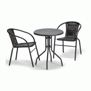 Salon de balcon ensemble bistrot noir – MTF – acier / verre – 3exn0053