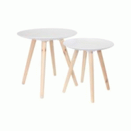 Tables gigognes rondes Relief (Lot de 2) Blanc The Home Deco Factory - blanc 3561864338083 Tables gigognes rondes Relief (Lot de 2) Blanc The Home Deco Factory - blanc 3561864338083