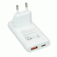 VALUE Chargeur USB, 2 ports type A+C, 65W, prise euro / US VALUE Chargeur USB, 2 ports type A+C, 65W, prise euro / US