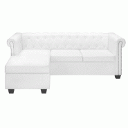 VidaXL Canapé Chesterfield en forme de L cuir synthétique blanc Modèle Péridot - 245537
