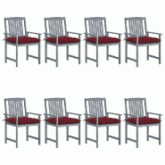 VidaXL Chaises De Jardin Et Coussins Lot De 8 Bois Acacia Solide Gris - gris 3078258