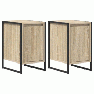 VidaXL Table de chevet 2 pcs Sonoma 39,5 x 30 x 50 cm Modèle Carré Élégant - 8721359497779