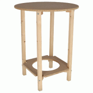 WellHome - Table basse collection Gazte, finition sans vernis 60x60x75 cm - beige WH13317