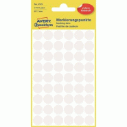 Avery Zweckform Etui de 270 pastilles adhésives, diamètre 12 mm, coloris blanc (5 feuilles / cdt) - blanc 3145