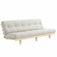 BANQUETTE CONVERTIBLE FUTON LEAN PIN COLORIS NATUREL COUCHAGE 130*190 CM.