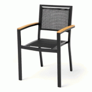 Bistromania Fauteuil de Terrasse ANTIBES - Noir - L 56 x P 58 x H 86 cm - noir multi-matériau EA157