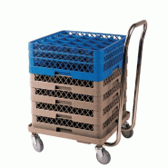 Chariot de transport casiers de lavage 54x54x81cm ABS beige