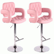 CLP Lot de 2 tabourets de bar Dublin en similicuir Rose - violet polyester 312951