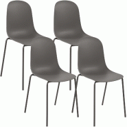 CLP Lot de 4 chaises empilables Hardin Plastique HBT: 85x51x55 cm Taupe - gris 328907
