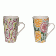Coffret de 2 mugs Salvador 46 cl -  Décoré Rond Porcelaine Table Passion 9x13 cm - multicolore porcelaine 3106232313462