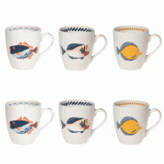 Coffret de 6 tasses Lorient 23 cl -  Décoré Rond Porcelaine Table Passion 8x12 cm - multicolore porcelaine 3106232313431