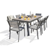 DCB GARDEN Ensemble repas de jardin 8 places en céramique sur verre - STOCKHOLM - gris aluminium STOCK300CER+6CH+2FT DCB GARDEN Ensemble repas de jardin 8 places en céramique sur verre - STOCKHOLM - gris aluminium STOCK300CER+6CH+2FT