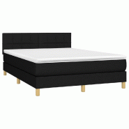 Décoshop26 - Cadre de lit LED avec sommier tête de lit matelas 140x190 cm tissu noir TDL0209258 - noir 3001701182726