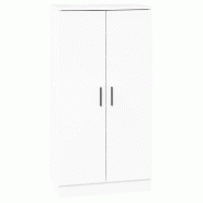 Helloshop26 - Armoire à chaussures blanche finition brillante 55 x 35 x 108 cm espace de rangement moderne couloir en bois 02_0047073 - blanc alumini