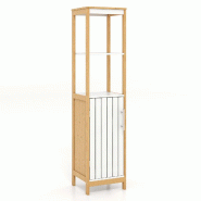 Helloshop26 - Meuble colonne de salle de bain étroit 30 x 30 x 129 cm rangement personnalisé touché naturel en bambou blanc 20_0021093 - 3000233847295 Helloshop26 - Meuble colonne de salle de bain étroit 30 x 30 x 129 cm rangement personnalisé touché naturel en bambou blanc 20_0021093 - 3000233847295