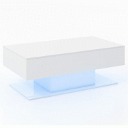 Helloshop26 - Table d'appoint rectangulaire avec 2 tiroirs de rangement et lumière LED colorée réglable 110 x 60 x 40 cm ambiance 20_0013878 - Bois