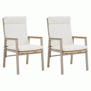 Merax lot 2 chaises repas extérieur dossier haut, chaises jardin avec coussin amovible, Textilene, acier galvanisé, kaki-beige - beige multi-matéri