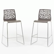 RATTATAN Ensemble de 2 tabourets de bar en polypropylène, pieds en métal, pour bar, restaurant et cuisine, au design moderne et élégant - Anna XL_0
