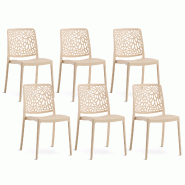 RATTATAN Set 6 Chaises Empilables en Polypropylène avec fibre de verre pour Jardin ou intérieur, hydrofuges et résistantes, design moderne - SOLE - RATTATAN Set 6 Chaises Empilables en Polypropylène avec fibre de verre pour Jardin ou intérieur, hydrofuges et résistantes, design moderne - SOLE -