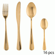 Secret de Gourmet - Set de couverts 16 pièces en acier inoxydable couleur dorée - doré inox JJ5189