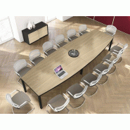 Grande table de réunion tonneau Quarto XL - fabrication française - plateau en stratifié ou mélaminé - L280/400 x P90/130 cm