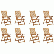 VidaXL Chaises Pliables De Jardin Lot De 8 Bois D Acacia Solide - 3075053