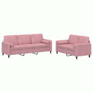 VidaXL Ensemble de canapés 2 pcs avec coussins rose velours Modèle Orion Horizon - 3202037