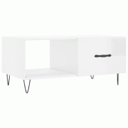 VidaXL Table basse Blanc brillant 90x50x40 cm Bois d'ingénierie Modèle Ombre Équinoxe - 829206