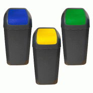 WellHome - Set de 3 Poubelles 3x15L avec Couvercle Basculant, Couleurs Verte, Bleue et Jaune - multicolore plastique PK6676