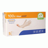 1000 gants Medi-Inn® PS en vinyle, poudrés, Light transparents, taille S - S transparent plastique 93400