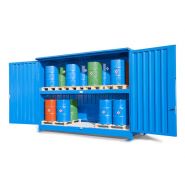 2 pk 414 ote iso - conteneur de stockage pour produits dangereux - denios - portes battantes, isolé, laine de roche, 6 cuves ou 24 fûts