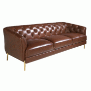 AC ANGEL CERDA Angel Cerdá Canapé 3 places Chester en cuir brun cognac 6140C 233 x 94 x 75 - marron fourrure 8435631021070 AC ANGEL CERDA Angel Cerdá Canapé 3 places Chester en cuir brun cognac 6140C 233 x 94 x 75 - marron fourrure 8435631021070
