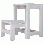 Aranaz MUEBLEAR - Escabeau-tabouret 2 marches blanc 32 x 23 x 40cm - blanc 11322