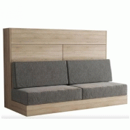 ARMOIRE LIT ESCAMOTABLE VERTIGO SOFA CHÊNE CANAPÉ GRIS COUCHAGE 160*200 CM