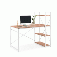 Bureau informatique / bureau Easy Up3 avec étagère blanc/chêne hjh LIVING - blanc multi-matériau 800406