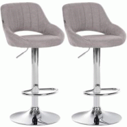 Décoshop26 - Lot de 2 tabourets de bar avec repose-pieds pivotant et réglable en tissu gris et métal TDB10809 - gris 3000252963143 Décoshop26 - Lot de 2 tabourets de bar avec repose-pieds pivotant et réglable en tissu gris et métal TDB10809 - gris 3000252963143